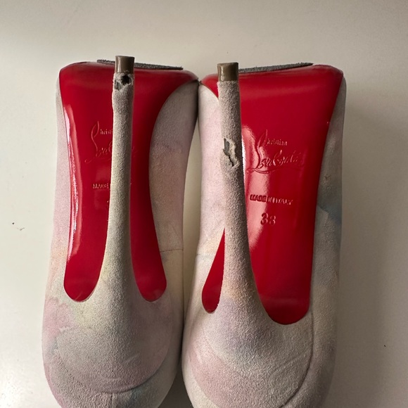 Christian Louboutin So Kate 120 Aquarelle Watercolor White Suede,Multi-color - Picture 10 of 15